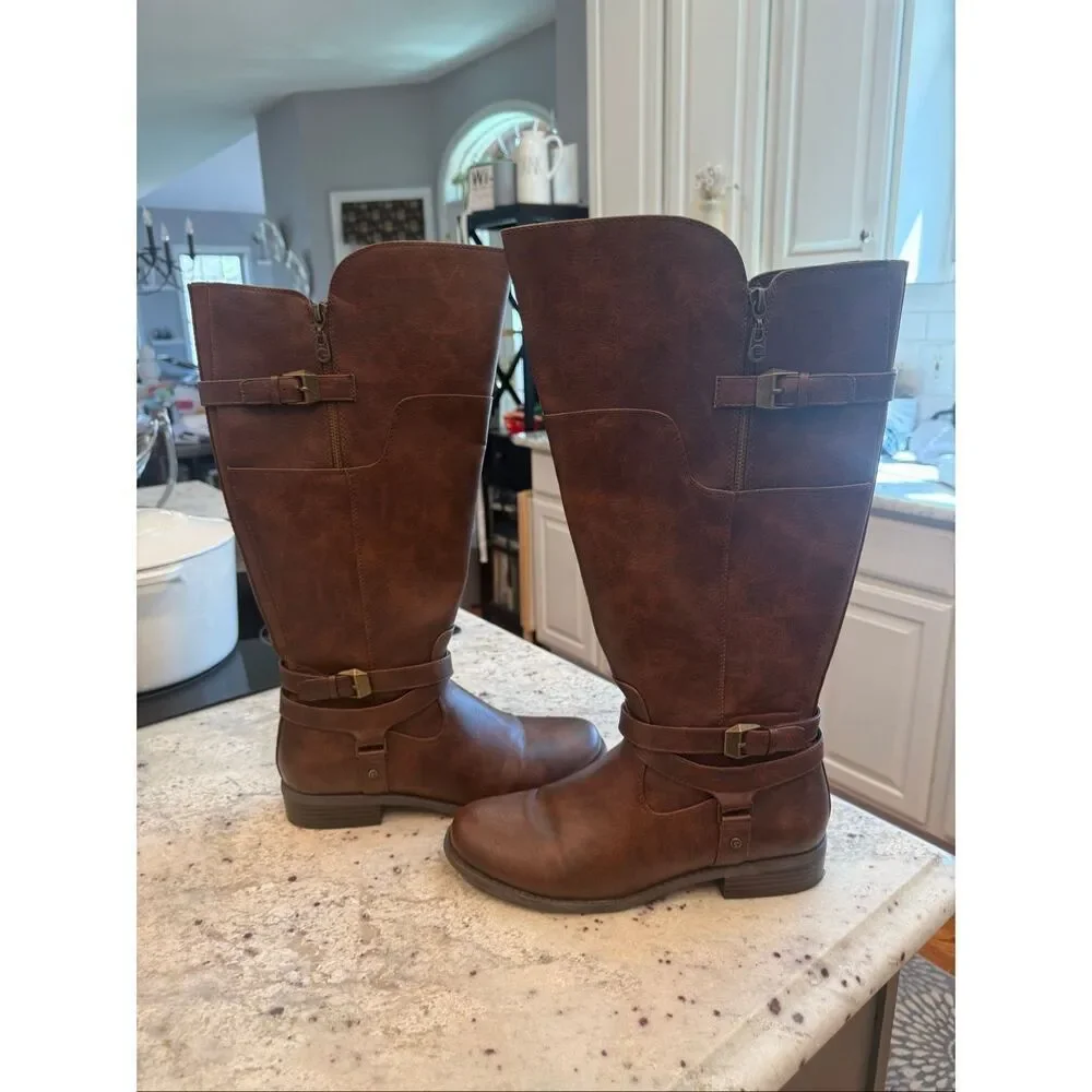 G by Guess Hilight Dark Brown Wide Calf Riding Boots sz 10 NIB